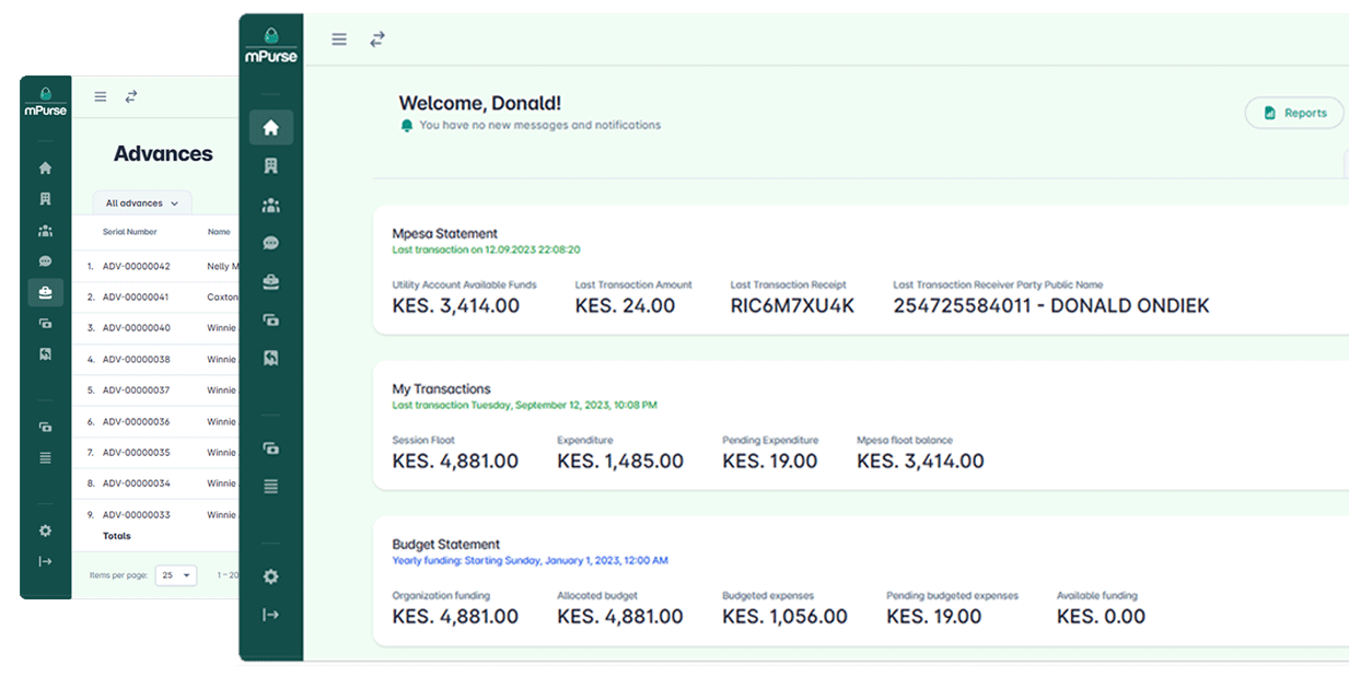 mPurse Dashboard